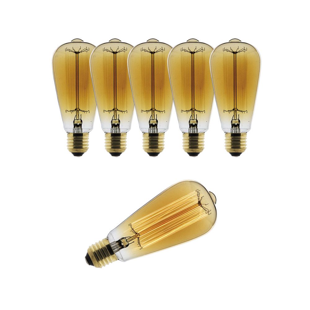 Lot de 6 ampoules Déco filament carbone Edison 25W E27 2700K (blanc chaud)