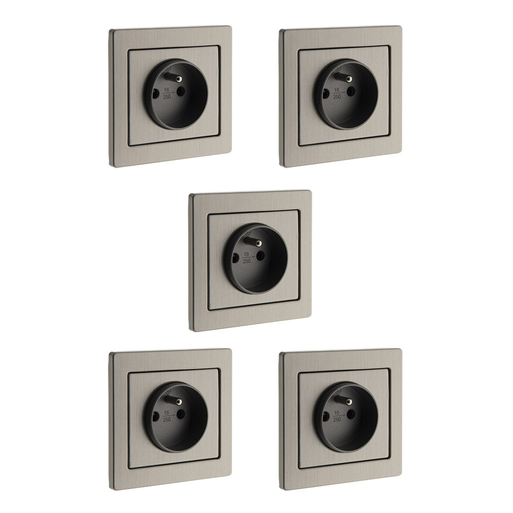 Prise 2P+T Art'Flat inox brossé - Zenitech