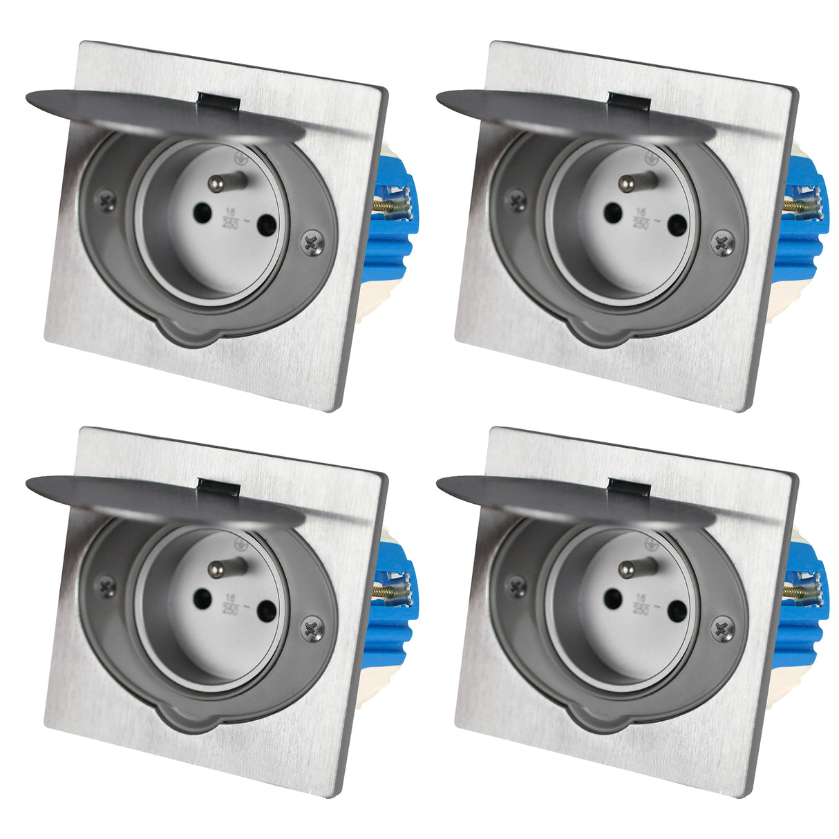 Prise de sol 2P+T IP44 aluminium brossé - Zenitech