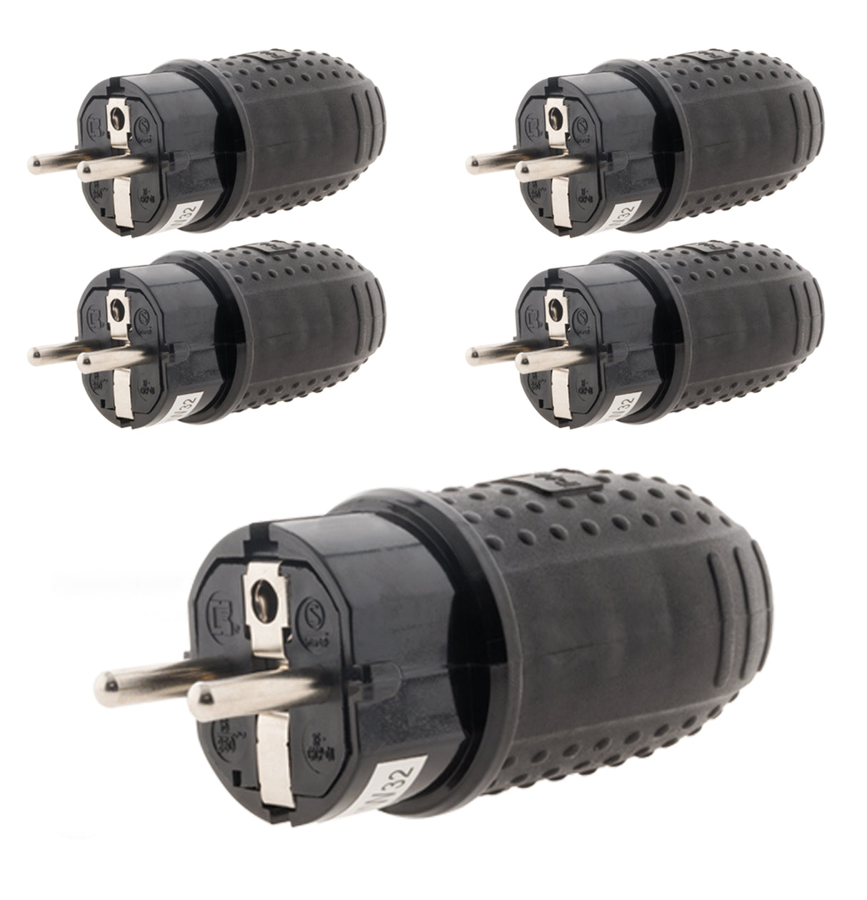 Fiche caoutchouc mâle 16A - 2P+T - Zenitech