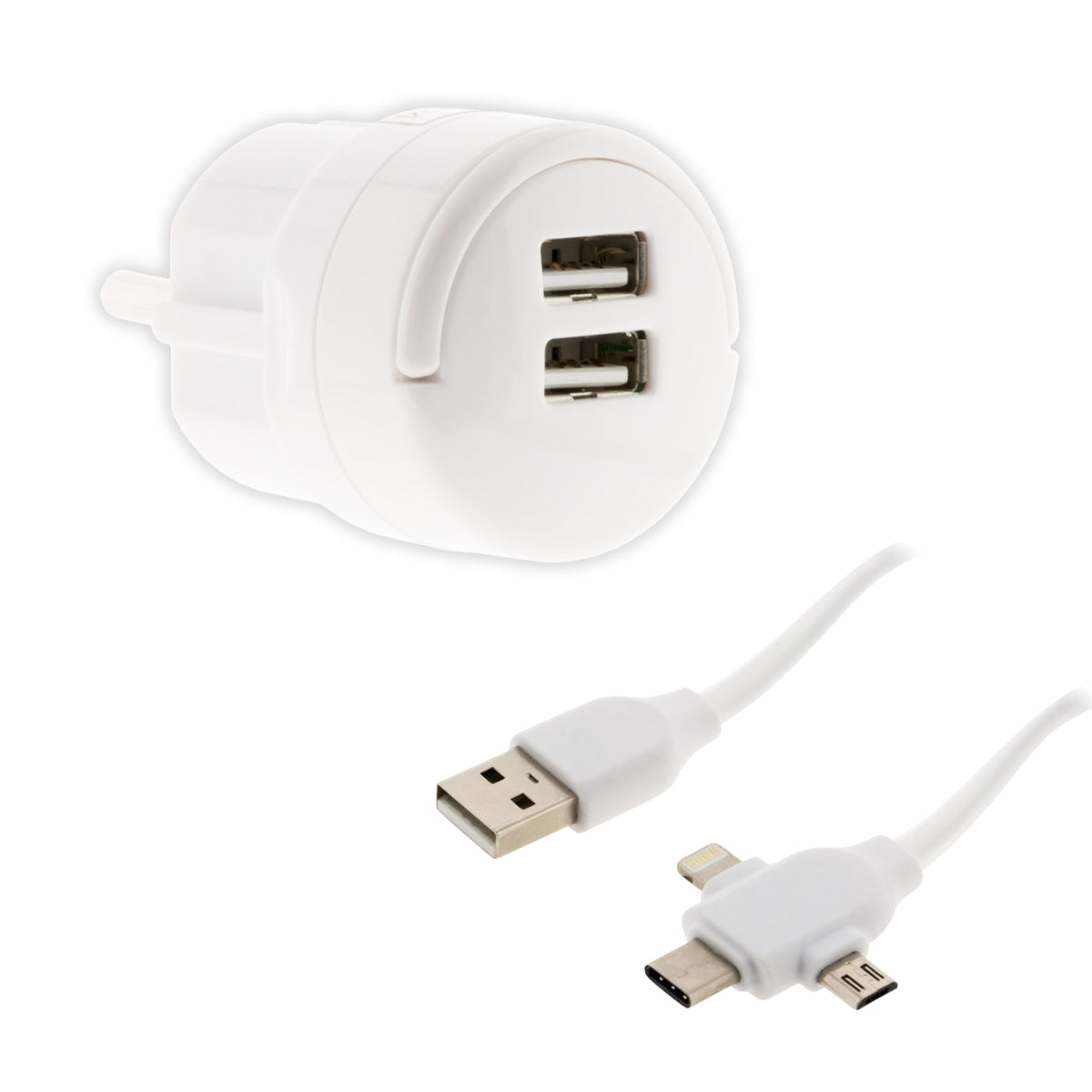Câble USB universel USB-C/Micro USB + double chargeur USB - Zenitech ...
