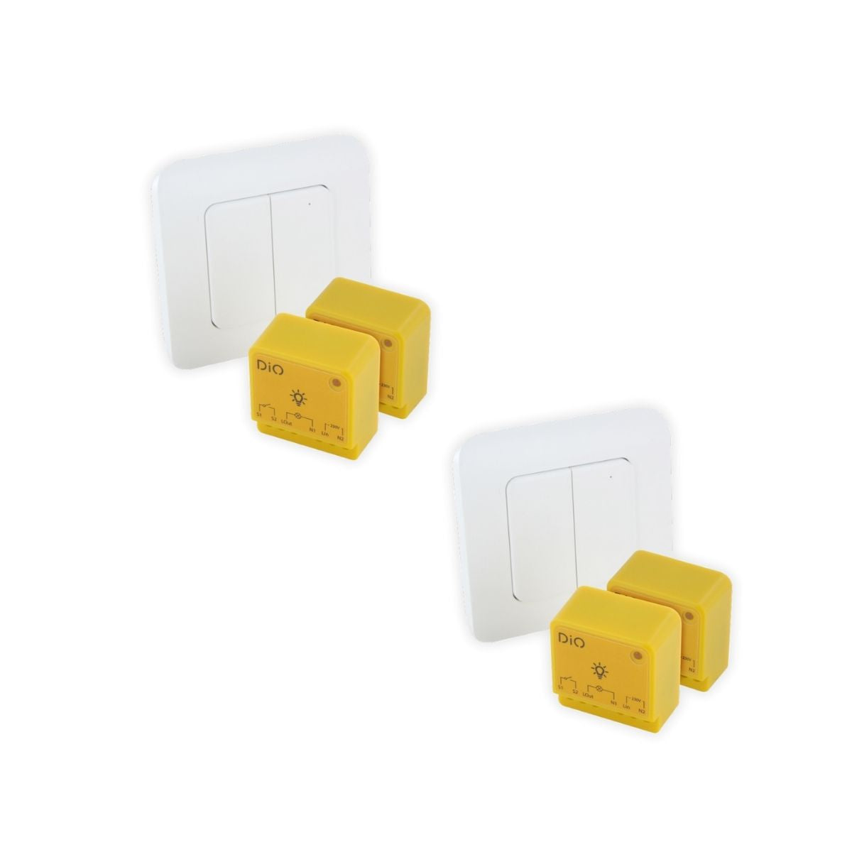 Set de 2 modules d'éclairage + interrupteur double sans fil - 1000W - Jaune - Chacon