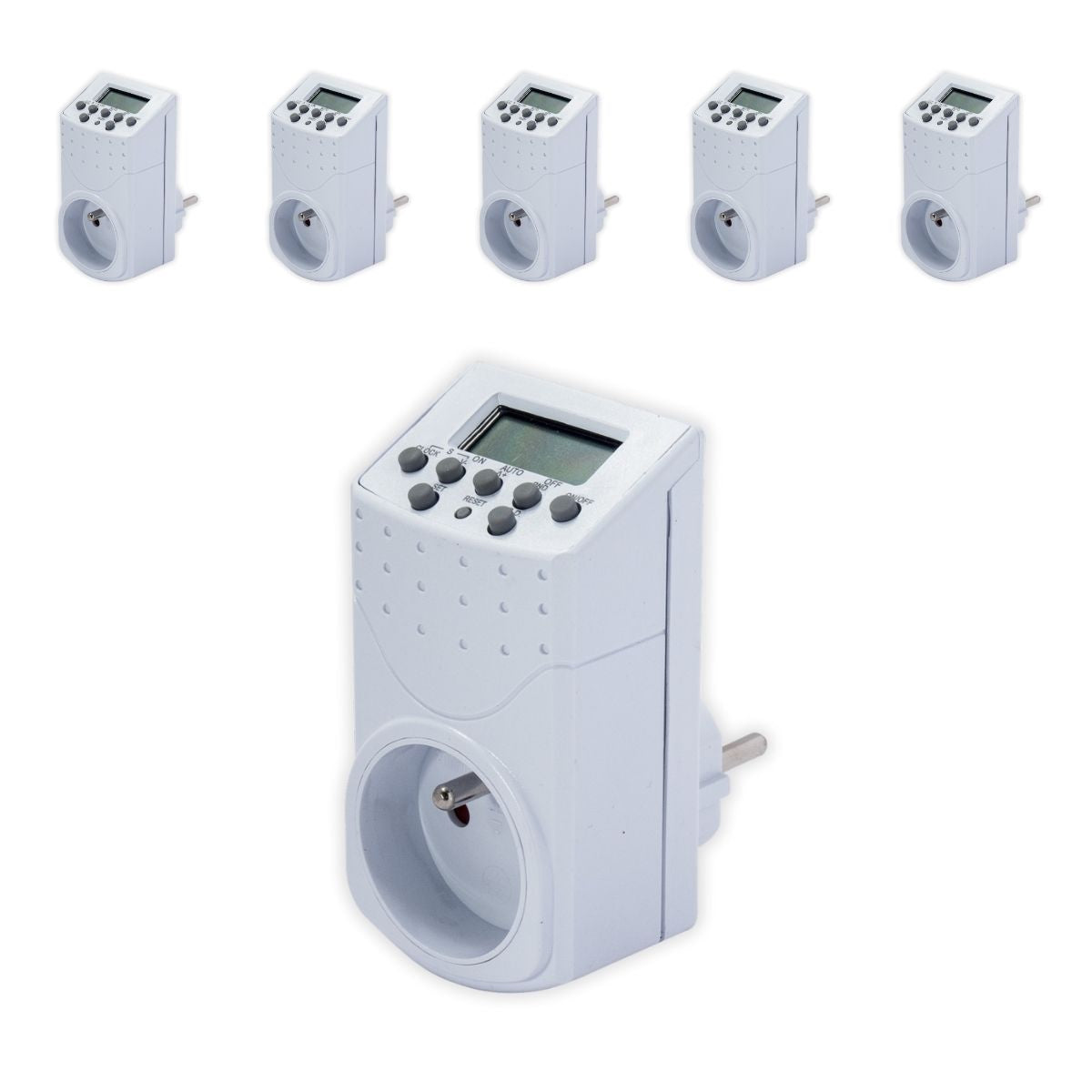 Lot de 6 programmateurs digitaux avec prise FR - 140 programmes - 2000W - Blanc - Chacon