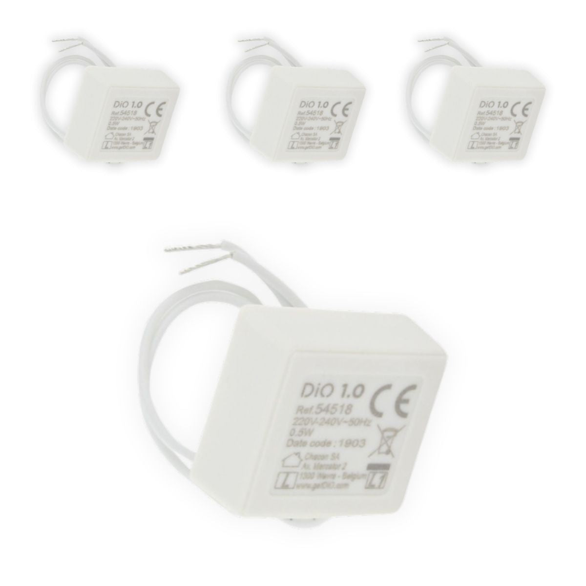 Lot de 4 bipasses électriques DiO 250V - précâblés - Blanc - Chacon