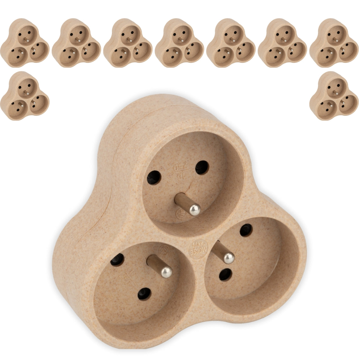 Lot de 10 triplites recyclées bioplastique - 3x16A - Zenitech