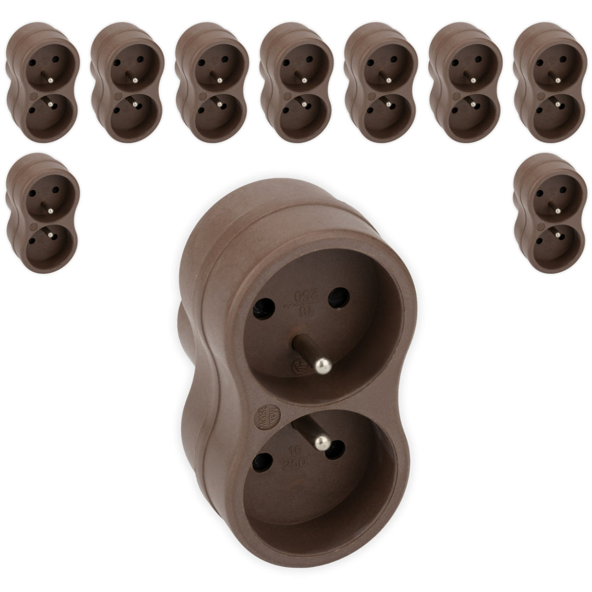 Lot de 10 biplites recyclées éco-conçues - 2x16A - Zenitech