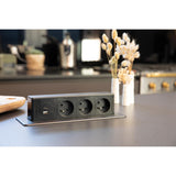 Lot de 3 blocs multiprises encastrables 3x16A 2P+T avec 2 ports USB - Noir - Otio
