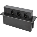 Lot de 3 blocs multiprises encastrables 3x16A 2P+T avec 2 ports USB - Noir - Otio