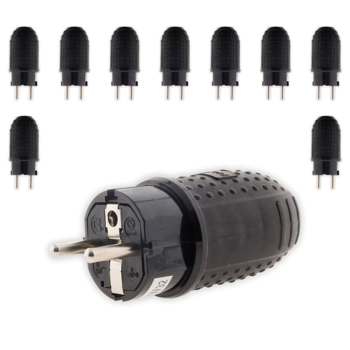 Fiche caoutchouc mâle 16A - 2P+T - Zenitech