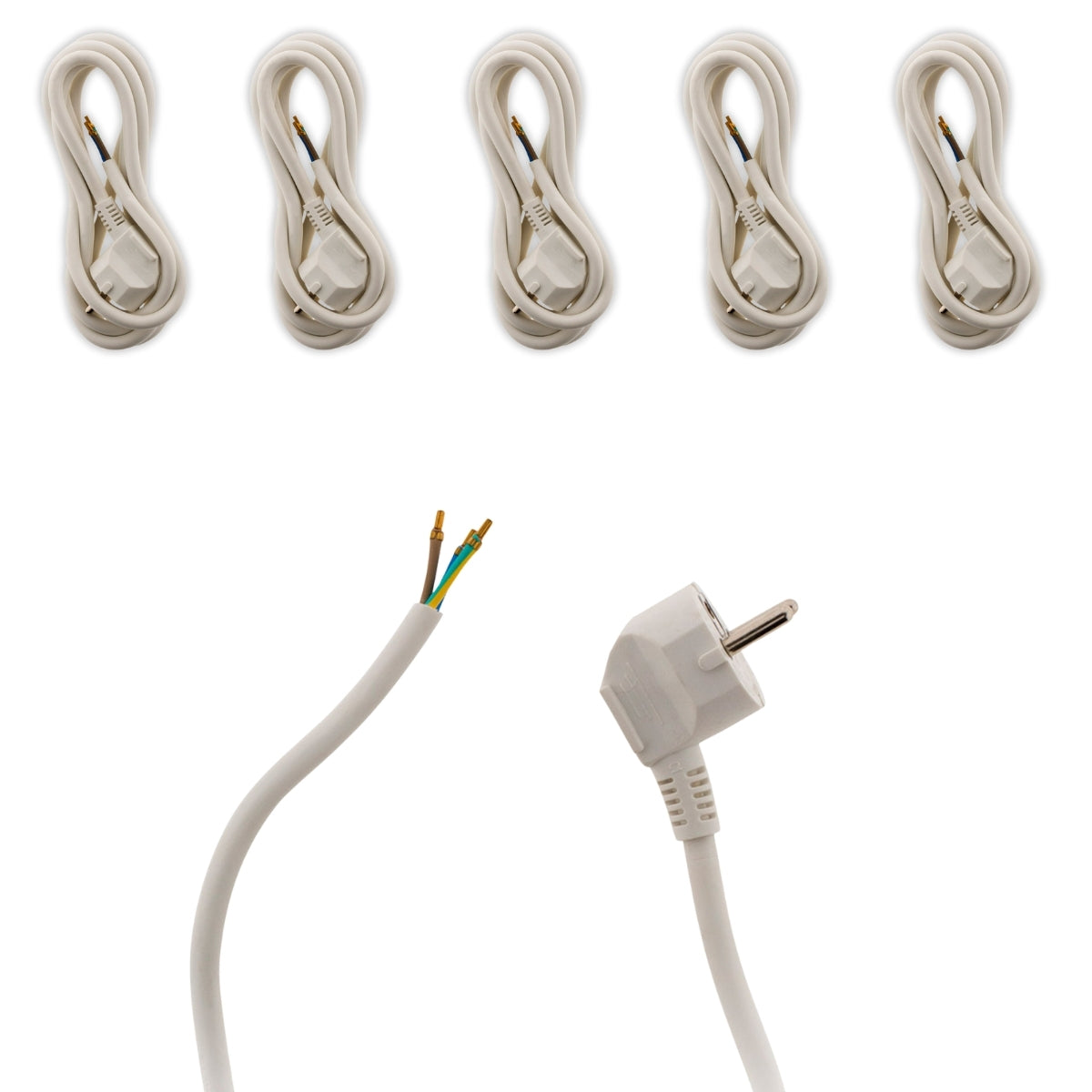Lot de 6 cordons d'alimentation avec prise 16A 3G1,5mm² 2m - Noir - Zenitech