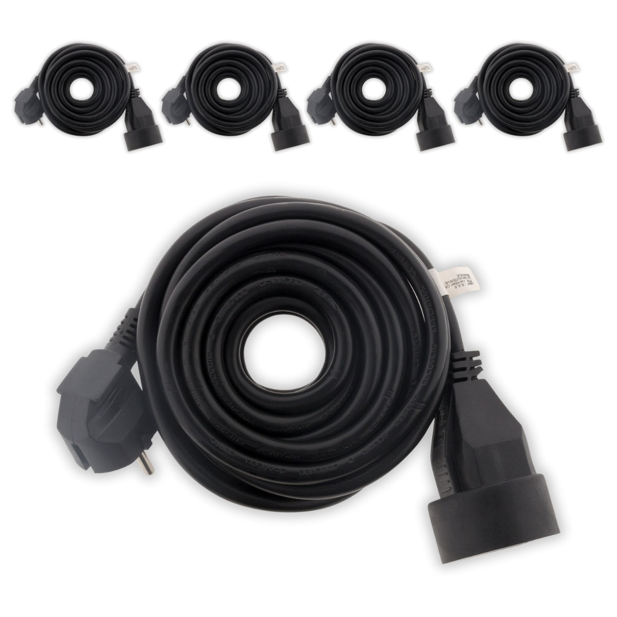 Lot de 5 prolongateurs 16A HO5VV-F 3G1,5mm² - Noir 3m - Zenitech