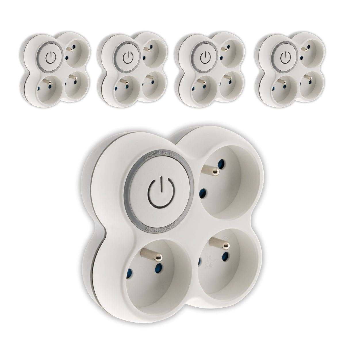 Multiprise triplite + interrupteur 16A - blanc et gris - Zenitech