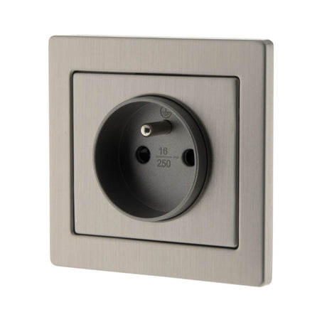 Prise 2P+T Art'Flat inox brossé - Zenitech