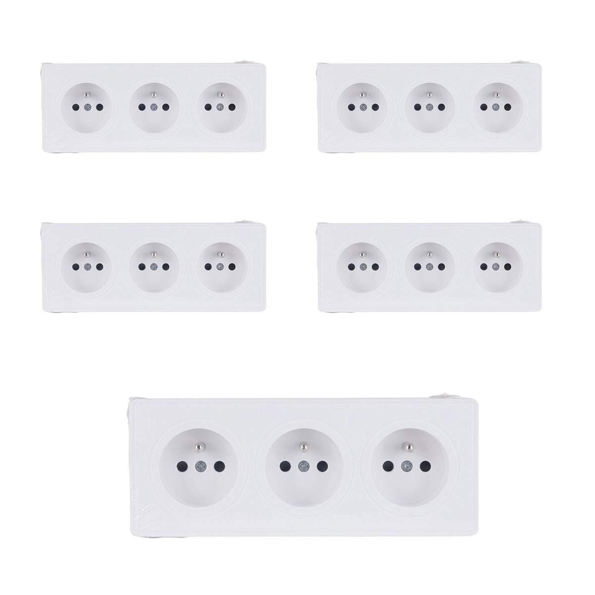 Lot de 5 prises triples 16A en saillie - Blanc - Vulco - Zenitech