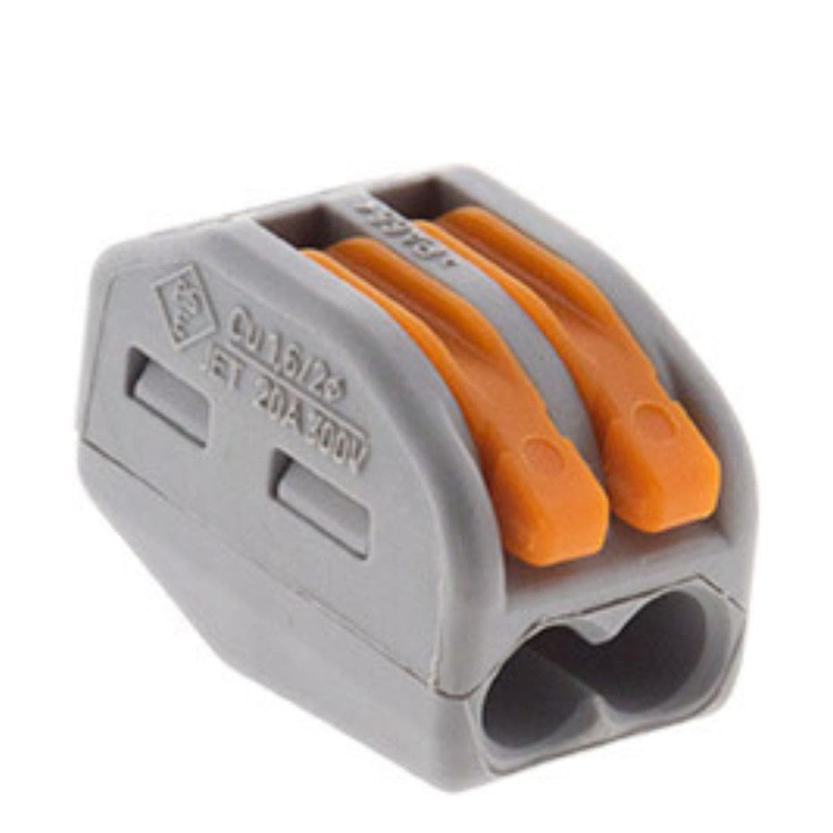Lot de 300 bornes automatiques à cliquet S222 - 2 entrées - fils rigides et souples 4mm² max - Orange - Wago