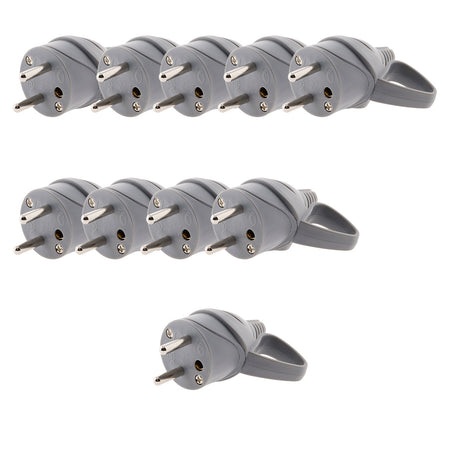 Fiche mâle anneau + ergot 16A 2P+T - gris - Zenitech