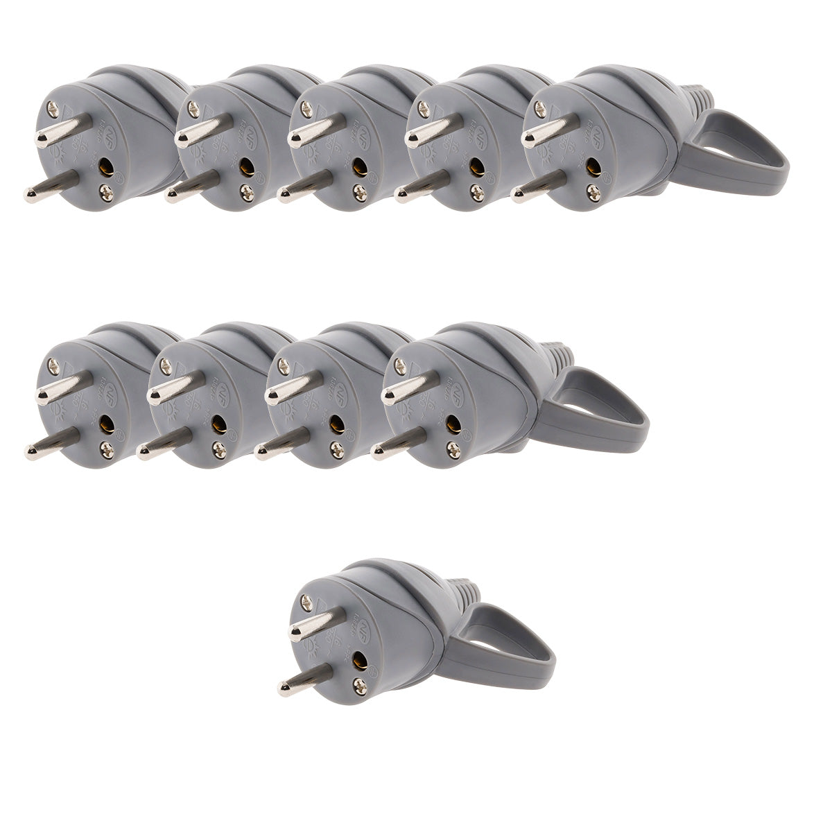 Fiche mâle anneau + ergot 16A 2P+T - gris - Zenitech