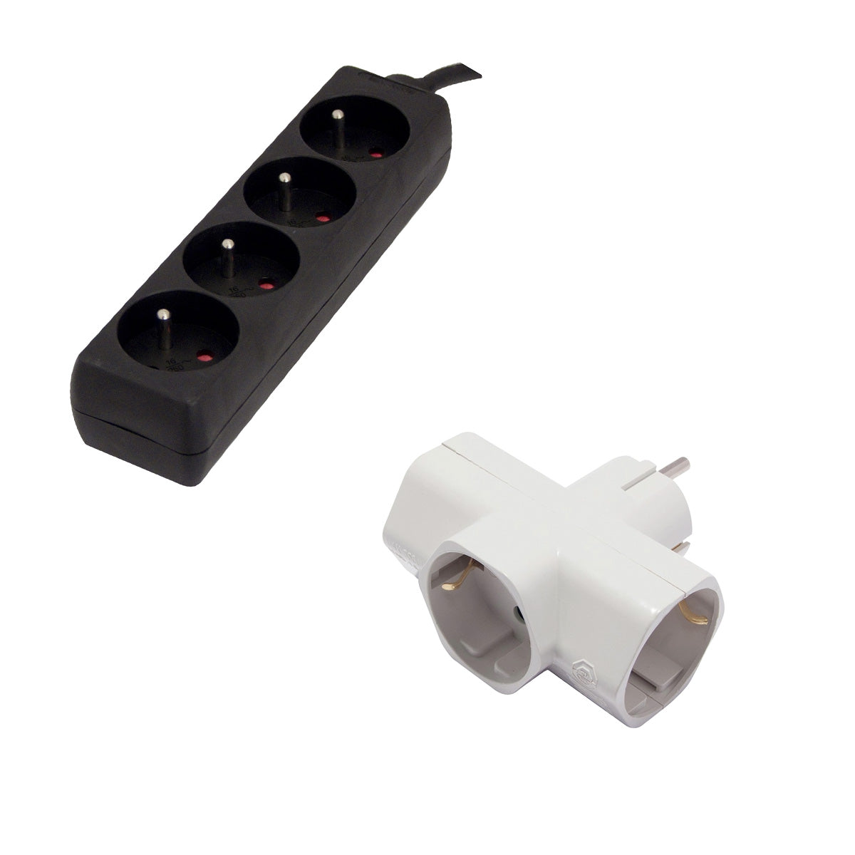Multiprise domino 3x16A + bloc multiprise 3/4x16A - longueur 1.5m - Chacon