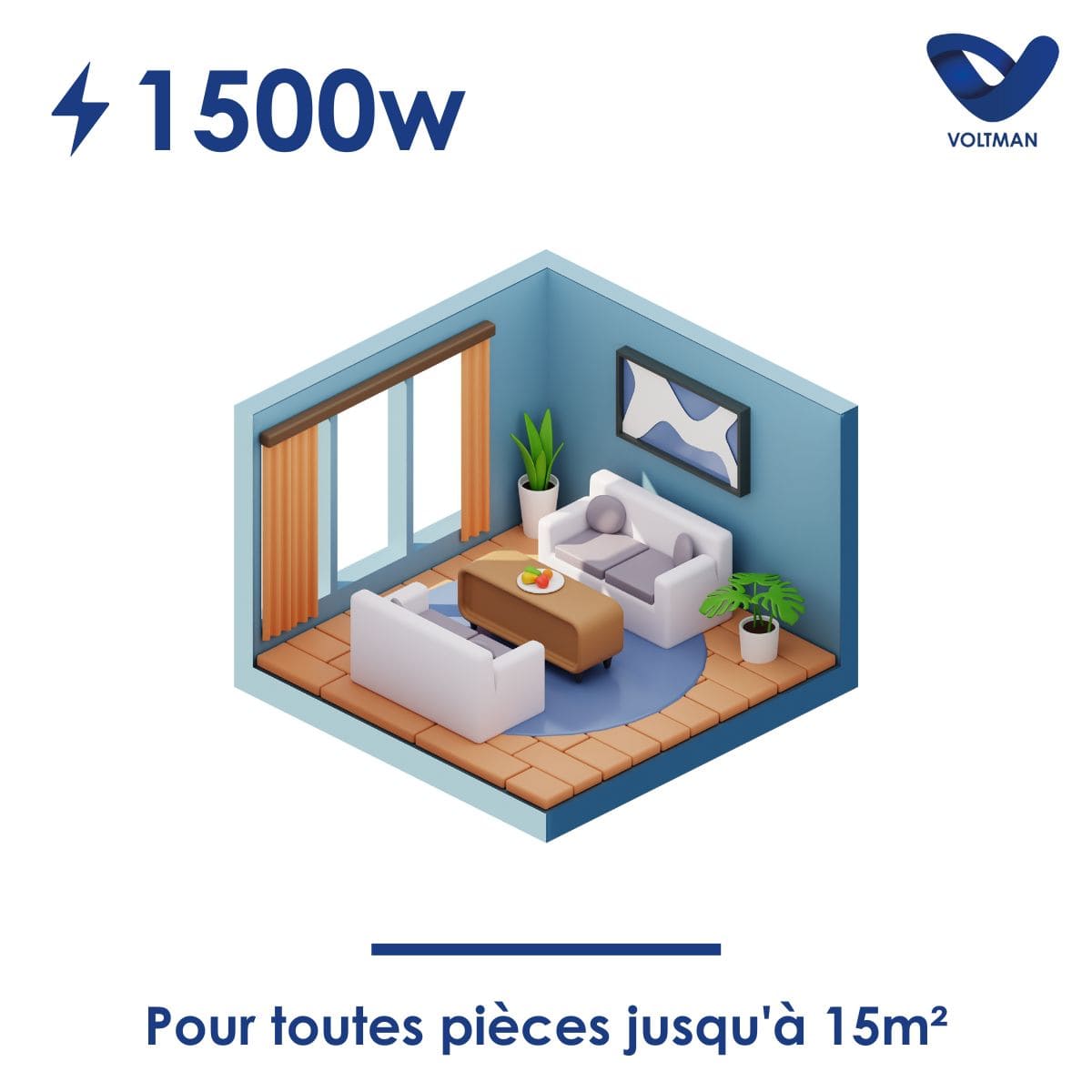 Chauffage céramique inertie sèche 1000W - Voltman