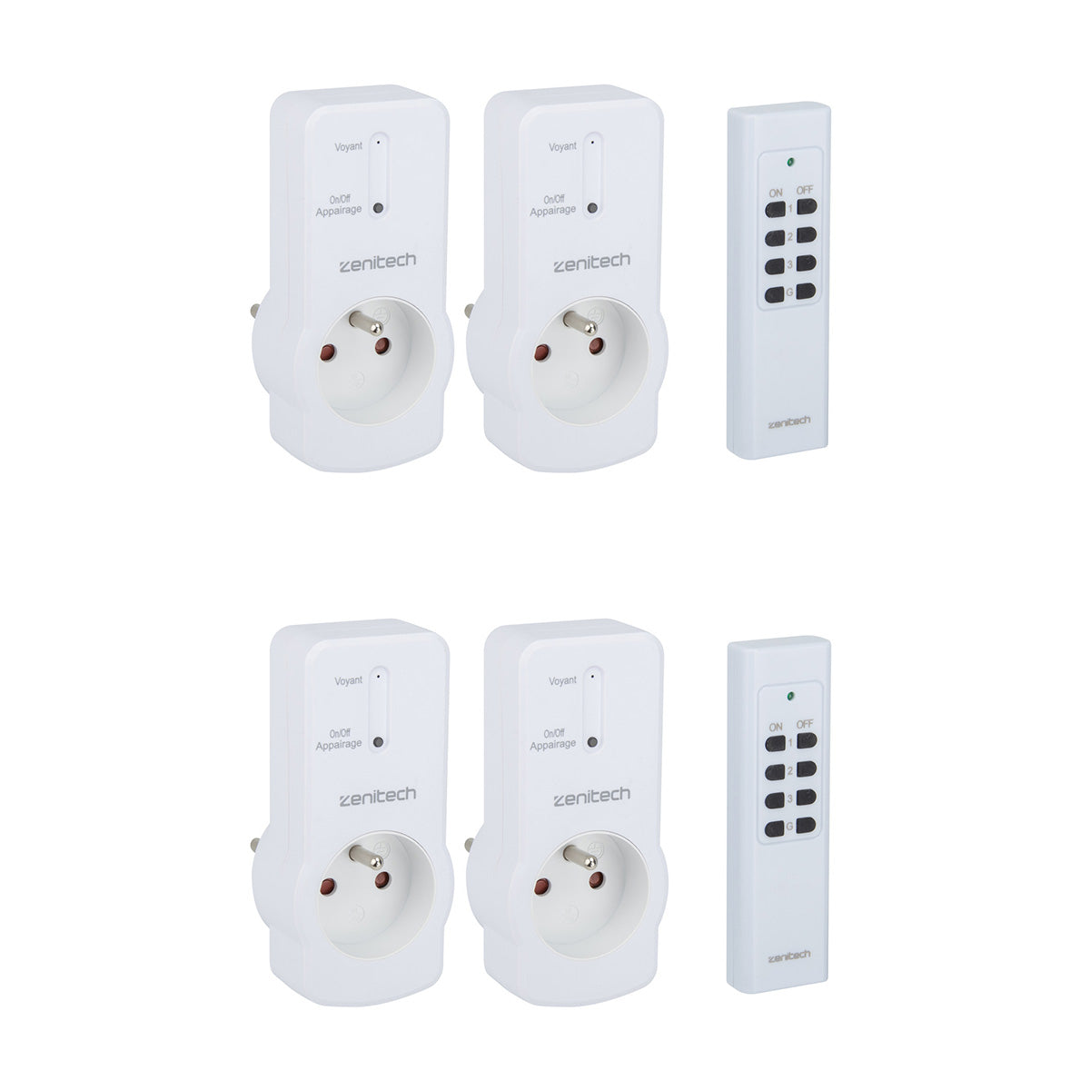 Lot de prises 10A 2P+T télécommandées - Zenitech