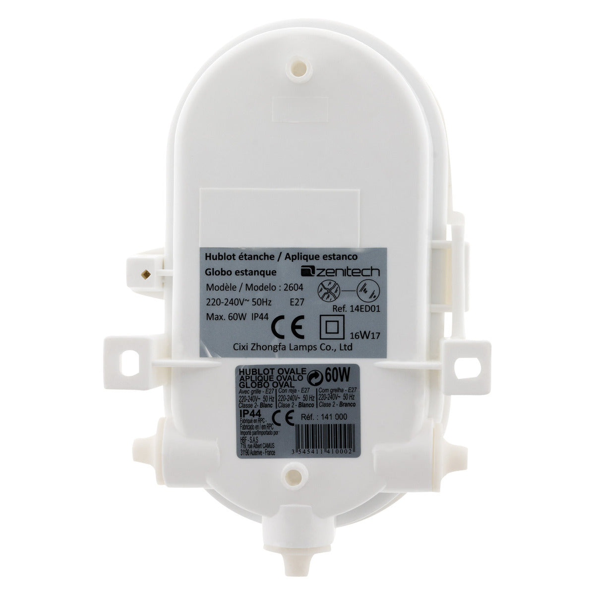 Hublot ovale extérieur IP44 + ampoule LED - Zenitech