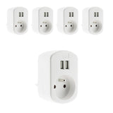 Prise 16A 2P+T + 2 USB 3,4A - blanc - Zenitech
