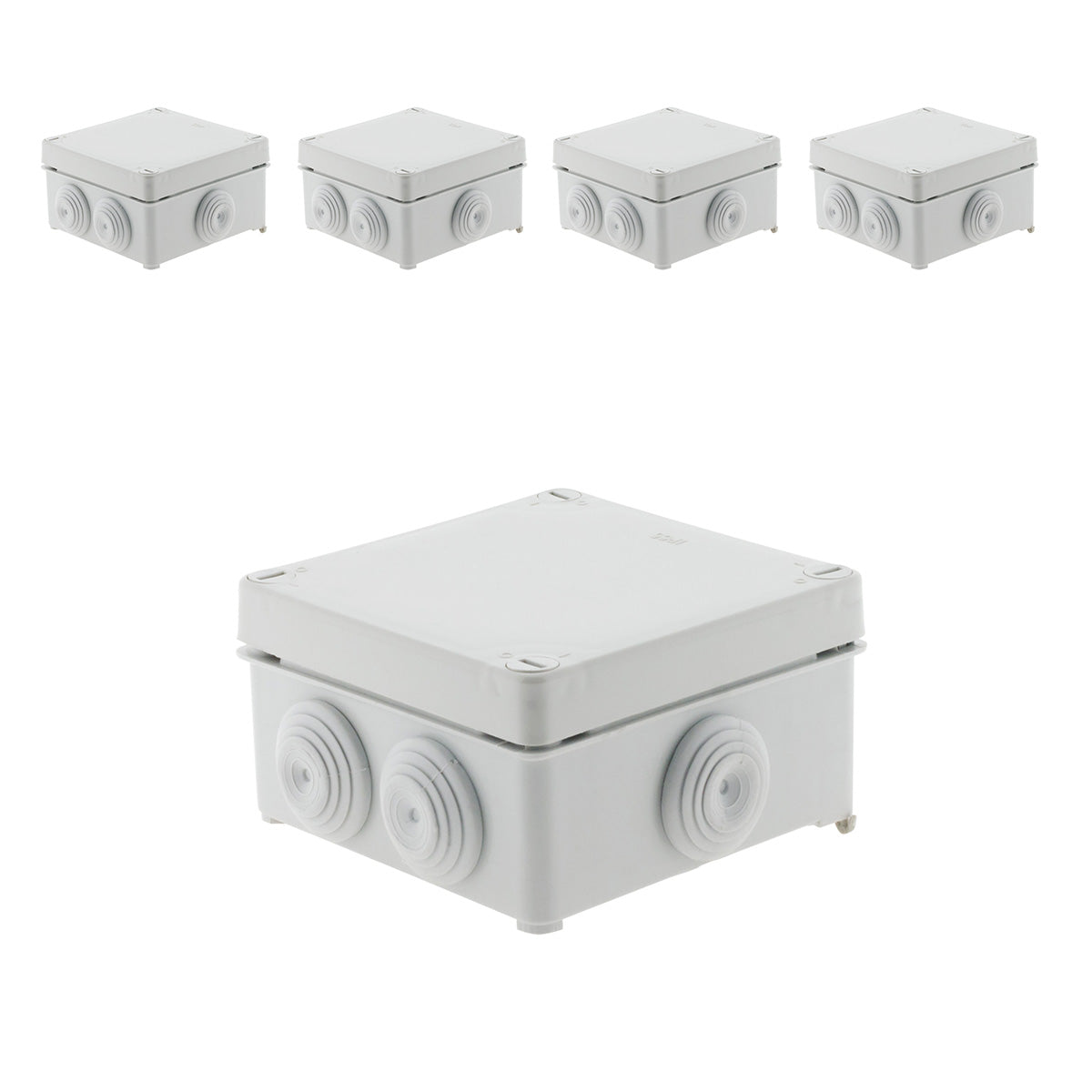 Lot de 5 boîtes étanches carrées 100x100x50mm à visser IP55 - Gris - Zenitech