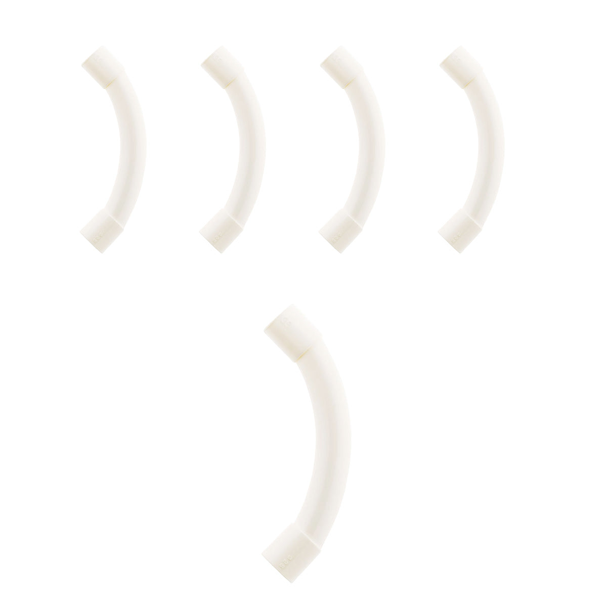 Lot de 5 courbes grand rayon Ø25mm - Blanc - Zenitech