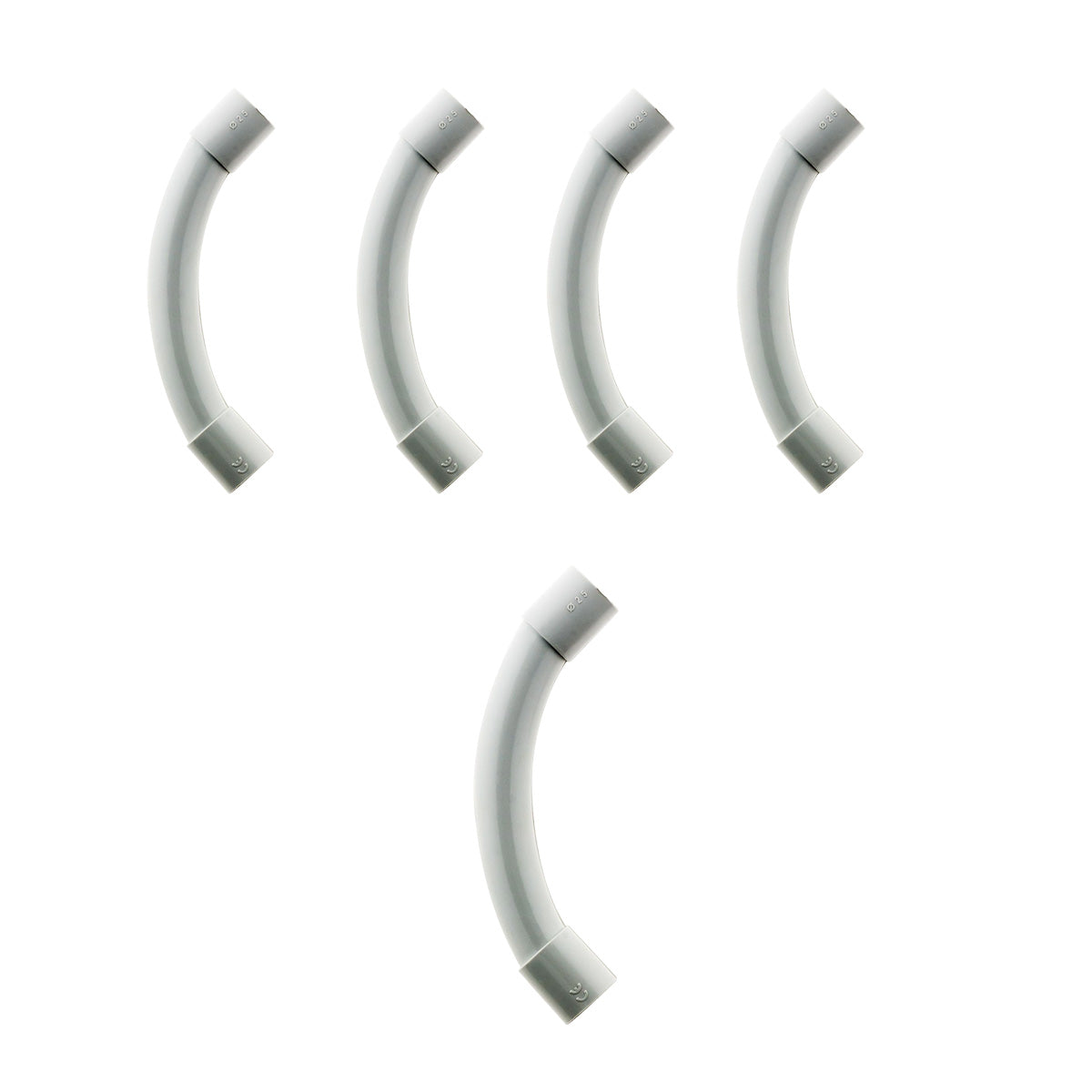 Lot de 5 courbes pour tube IRL Ø25mm - Gris - Zenitech