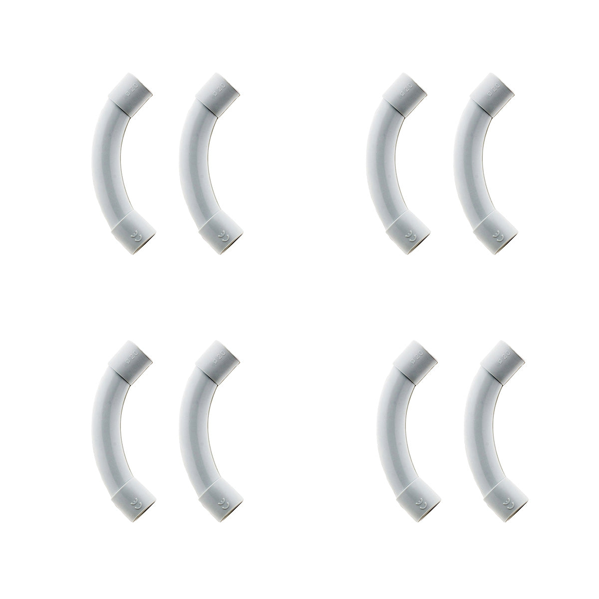 Lot de 4 courbes pour tube IRL Ø20mm - Gris - Zenitech