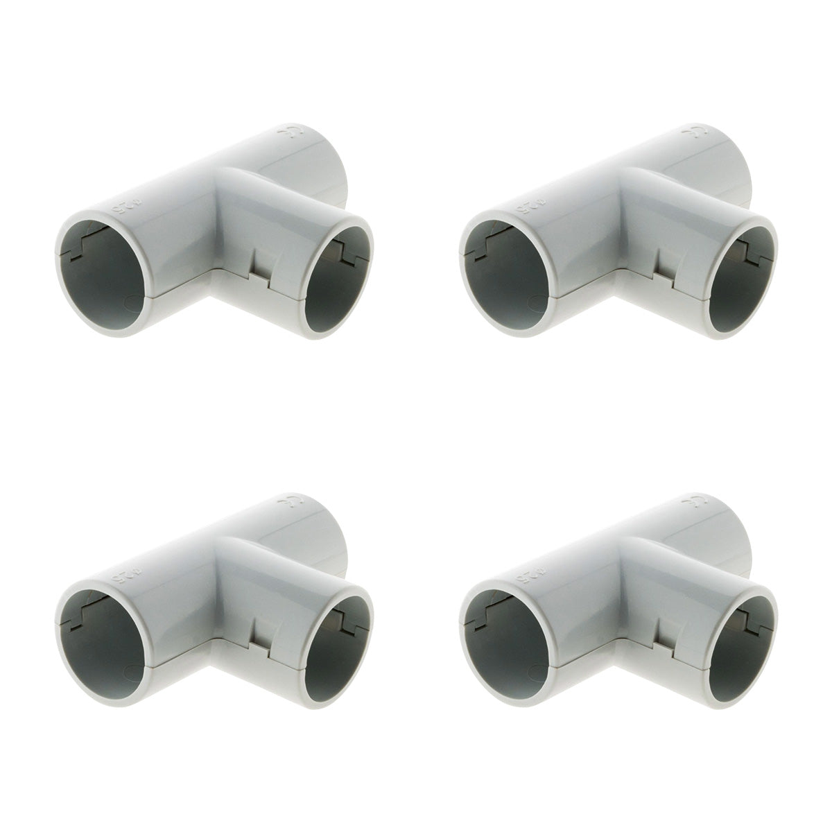 Lot de 4 Té dérivation pour tube IRL Ø25mm - Gris - Zenitech