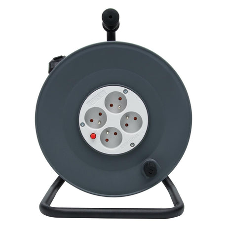 Enrouleur H05VV-F 4 prises 25m 3G1,5 + coupe-circuit + support - Zenitech