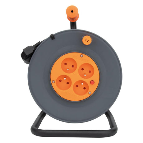 Enrouleur H05VV-F 4 prises 3G1mm² 25m + coupe-circuit + support - Zenitech