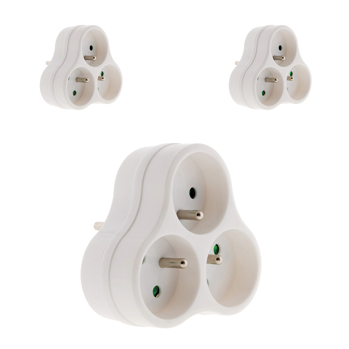 Lot de 3 multiprises triplites 3x16A triangulaires - Blanc - Zenitech