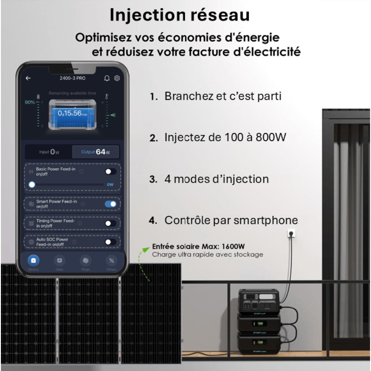 Station électrique IZYWATT.eco 2048Wh injection réseau + panneau solaire 440W + batterie Izywatt.extra - Orium
