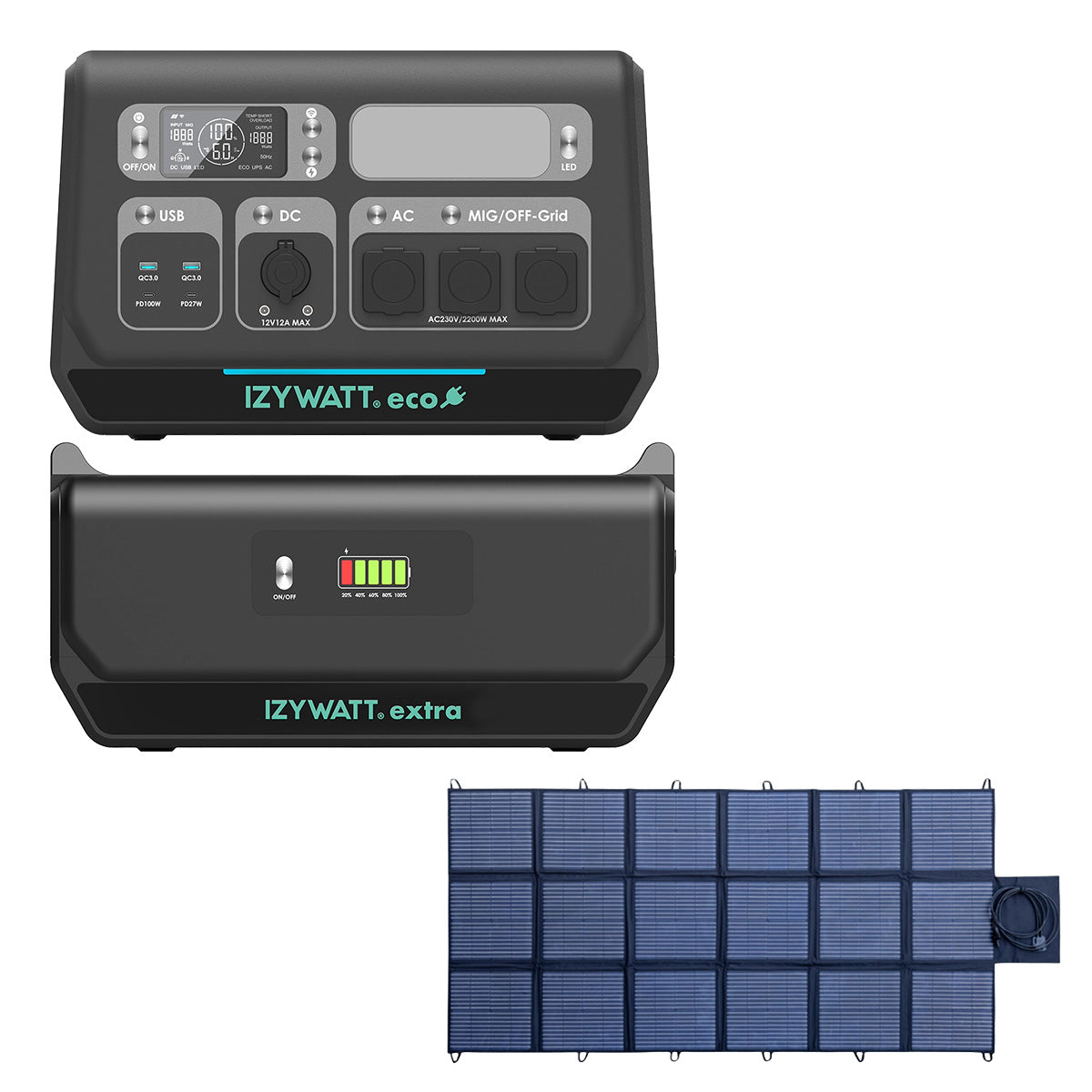 Station électrique IZYWATT.eco 2048Wh injection réseau + panneau solaire 400W + batterie Izywatt.extra - Orium