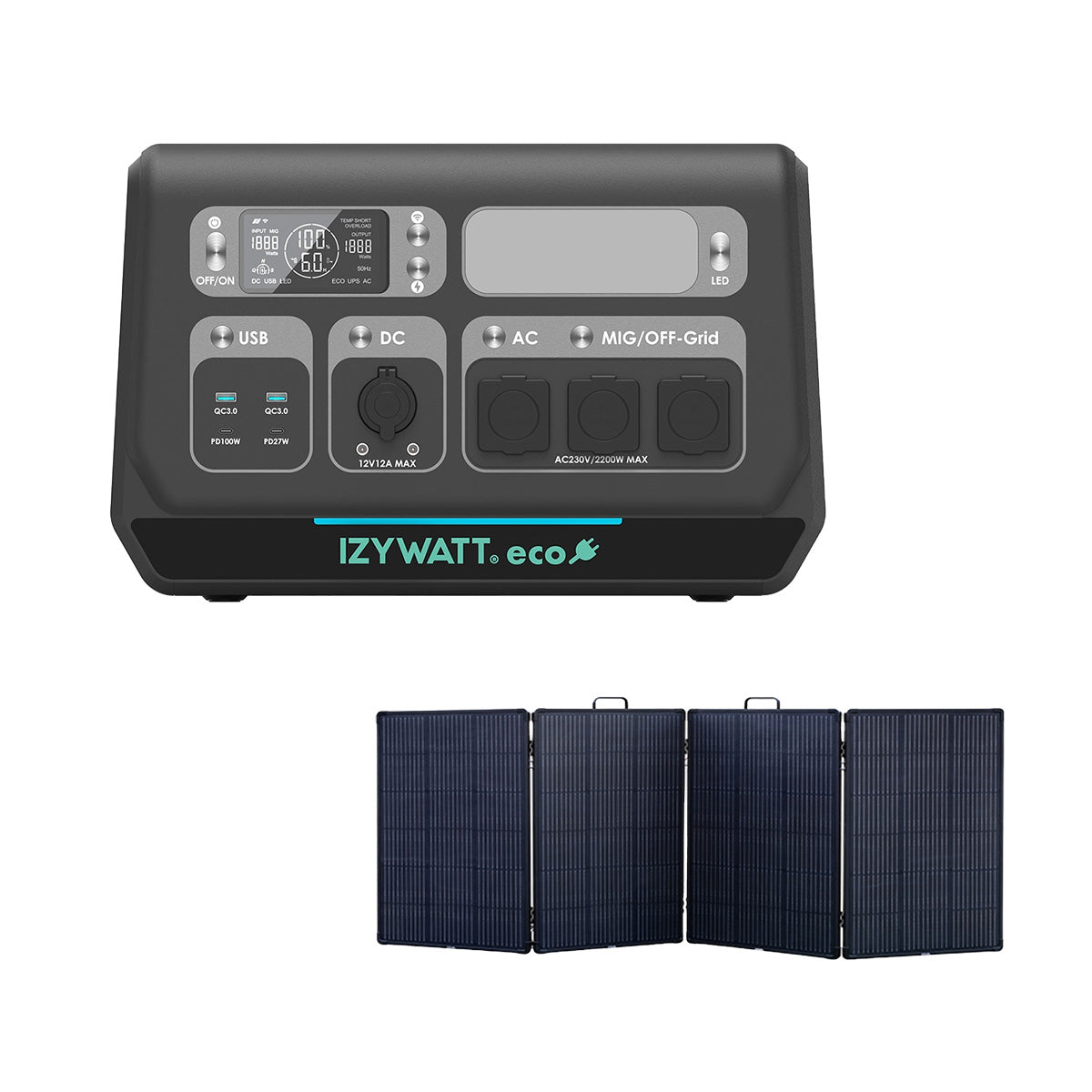 Station électrique IZYWATT.eco 2048Wh / 2200W + panneau solaire pliant 315W - Orium