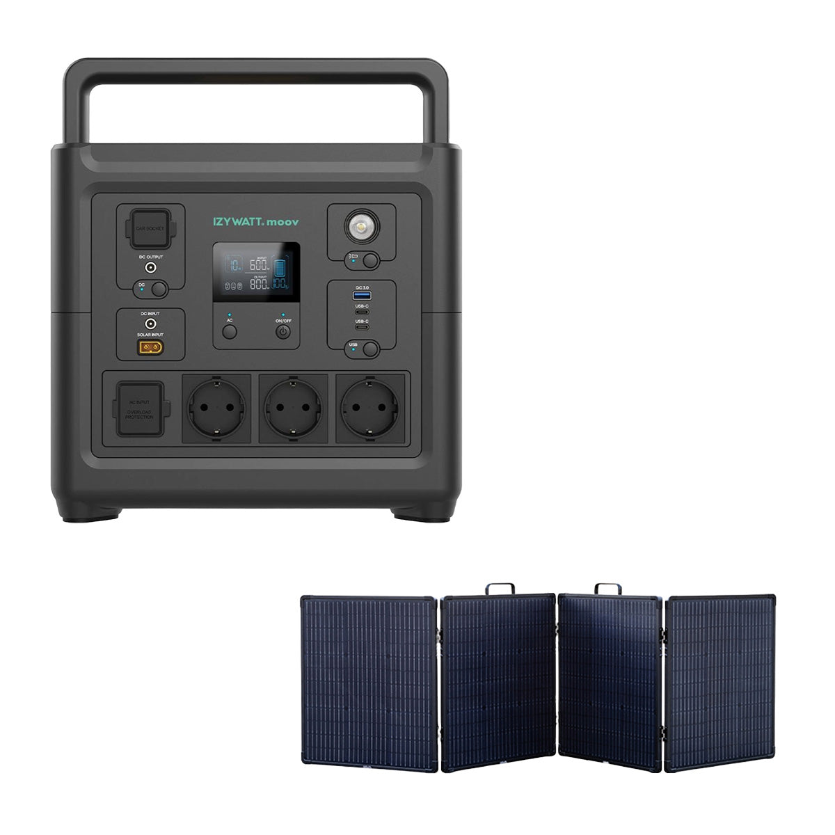 Station électrique IZYWATT.moov 835 Wh + panneau solaire pliant 200W - Orium