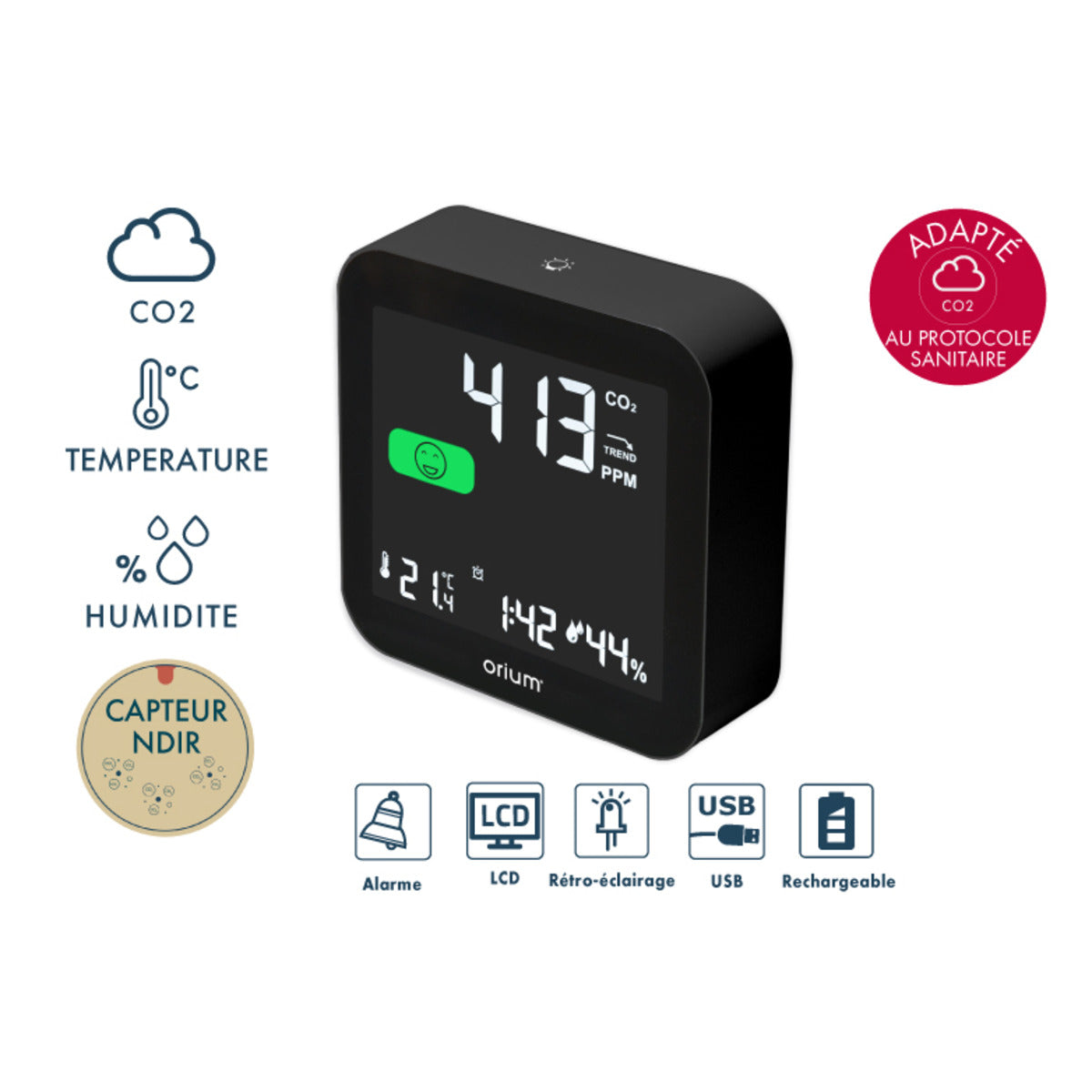 Capteur de CO2 Quaelis 14 + support OFFERT - Orium