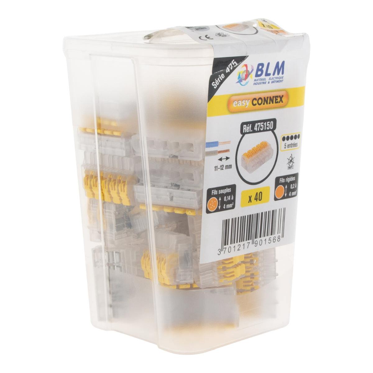 Lot de 40/75/100 bornes à levier S475 - 2/3/5 entrées 4mm² - BLM