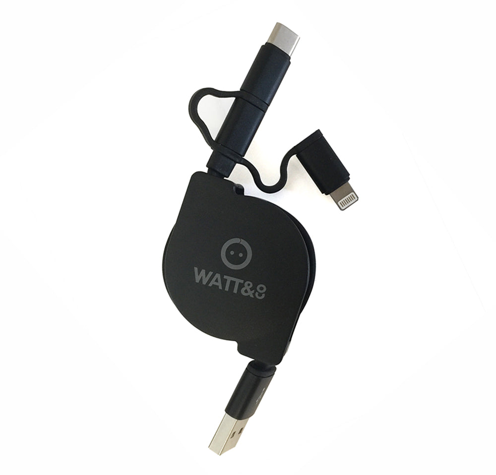 Câble rétractable micro/lightning/typeC - Watt and Co