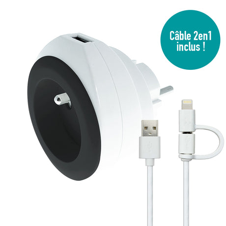 Prise BEWATT avec chargeur USB réversible - Watt and Co