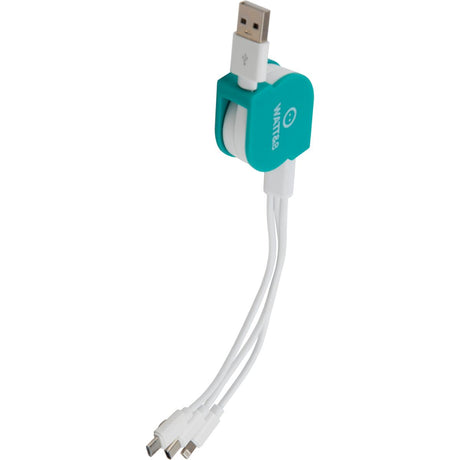 Câble USB rétractable 100cm Lightning, Micro-USB Type-C universel - Watt and Co