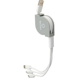 Câble USB rétractable 100cm Lightning, Micro-USB Type-C universel - Watt and Co
