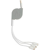 Câble USB rétractable 100cm Lightning, Micro-USB Type-C universel - Watt and Co