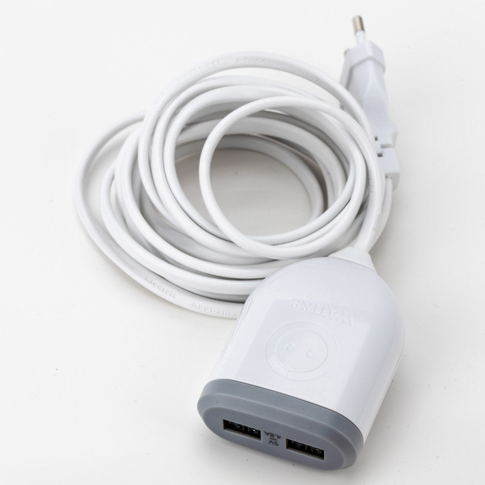 Rallonge 3m avec 2xUSB 4,8A à charge ultra rapide - Blanc - Watt and Co