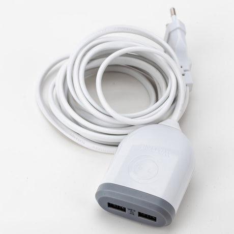 Rallonge 3m avec 2xUSB 4,8A à charge ultra rapide - Blanc - Watt and Co