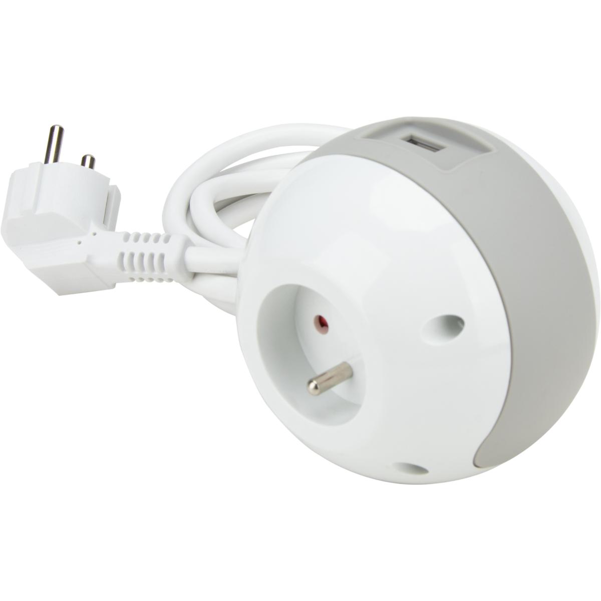 Multiprise Watt Ball 2×16A + 1×6A + USBA+C - blanc - Watt and Co