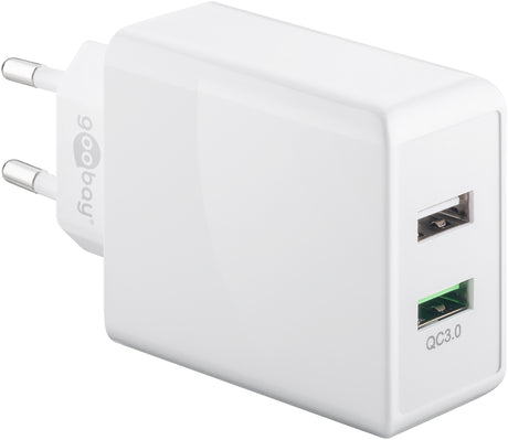 Double chargeur rapide USB QC3.0 28W Blanc