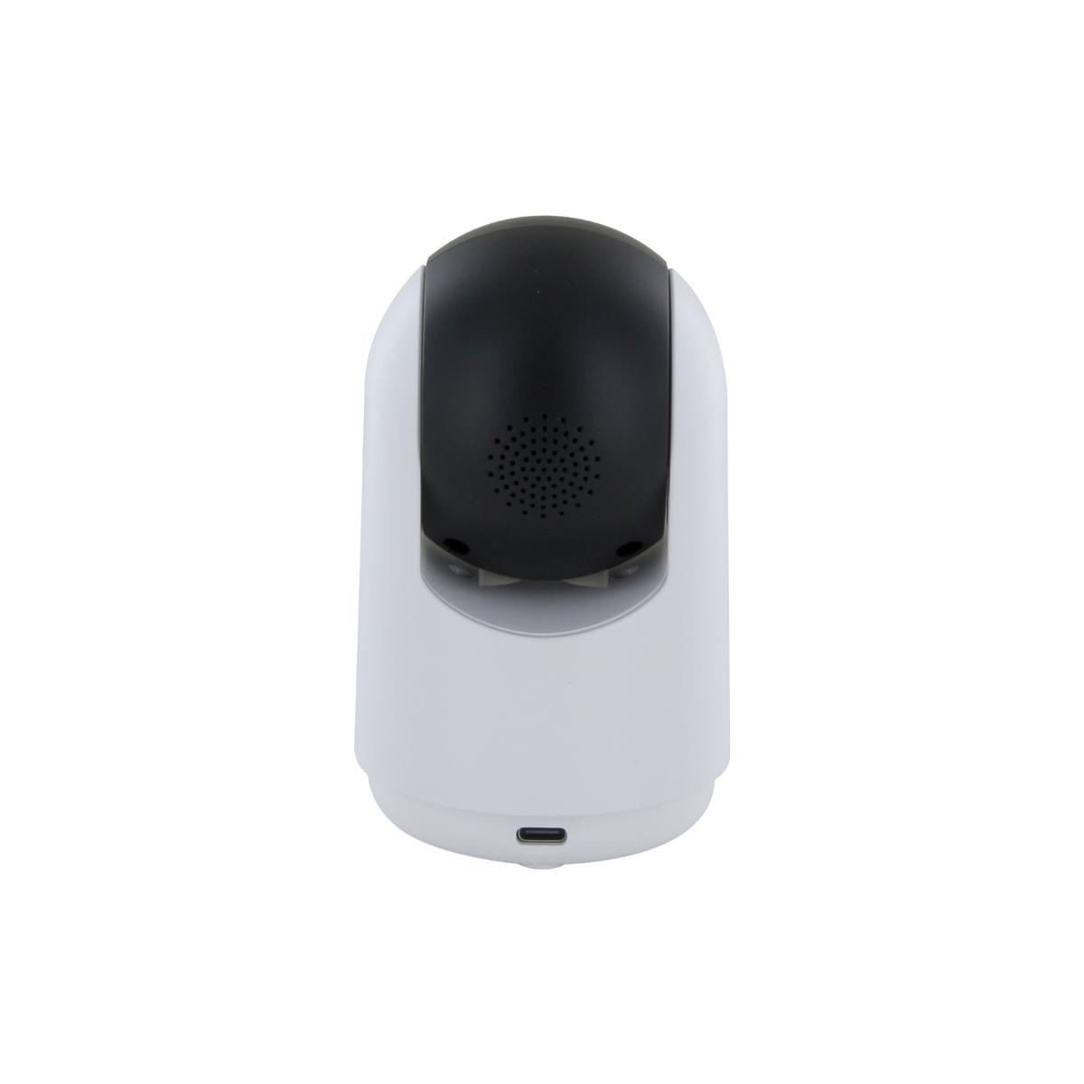 Caméra de surveillance Wi-Fi intérieure HD rotative - 128Go - Blanc et Noir - Chacon